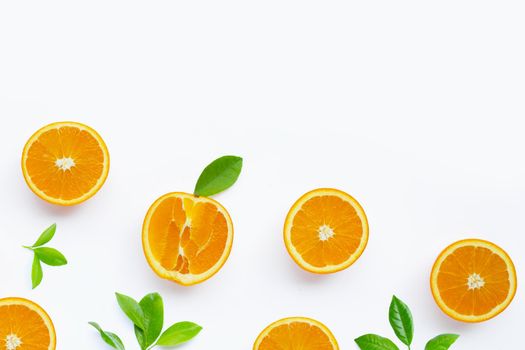 High vitamin C, Juicy and sweet. Fresh orange fruit on white background.