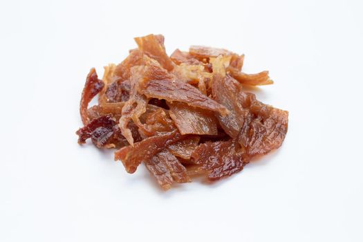 Fried pork on white background.