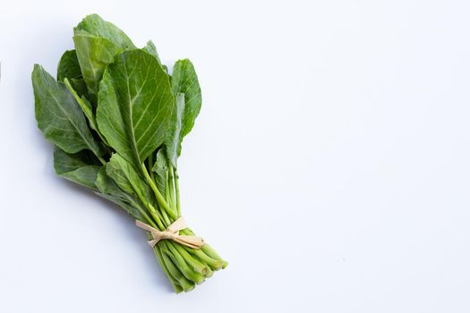 Collard green on white background.