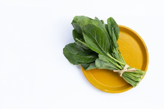 Collard green on white background.