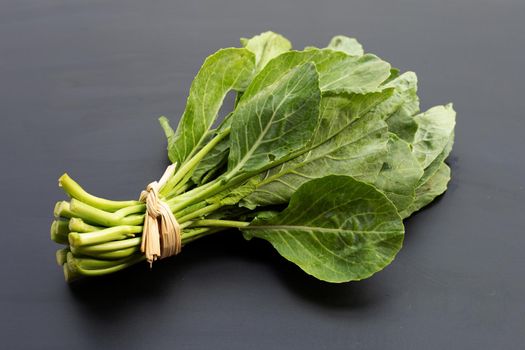 Organic collard green on dark background.