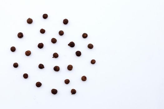 Allspice on white background. Copy space