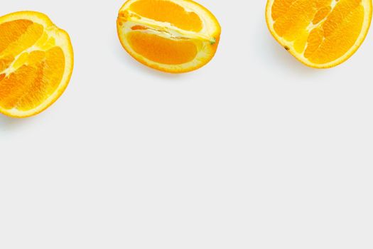 High vitamin C, Juicy and sweet. Fresh orange fruit on white background.