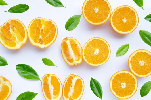 High vitamin C, Juicy and sweet. Fresh orange fruit on white background.
