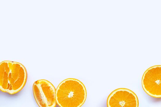High vitamin C, Juicy and sweet. Fresh orange fruit on white background.