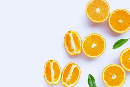 High vitamin C, Juicy and sweet. Fresh orange fruit on white background.