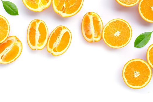 High vitamin C, Juicy and sweet. Fresh orange fruit on white background.