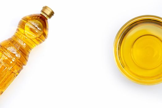 Rice bran oil on white background.