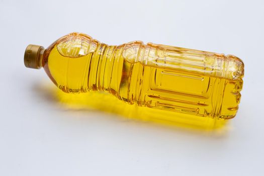 Rice bran oil on white background.