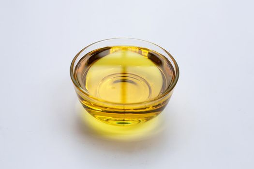 Rice bran oil on white background.