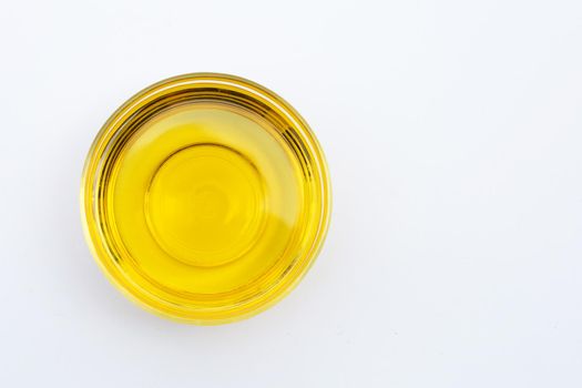 Rice bran oil on white background.