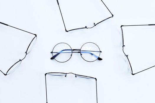 Eye Glasses on white background. Copy space