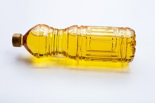 Rice bran oil on white background.