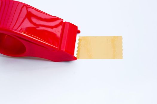 Parcel tape dispenser on white background.