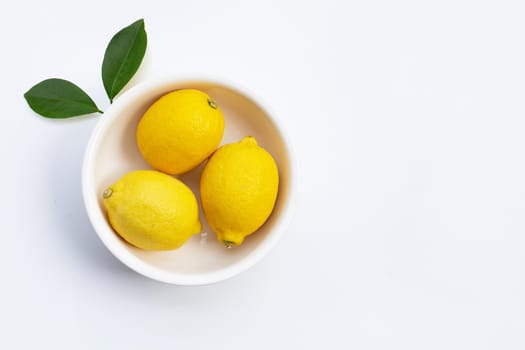 Fresh lemon on white background.