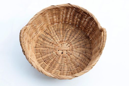 Wicker basket on white background. 