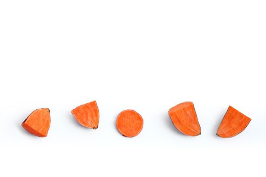 Sweet potato on white background. Top view