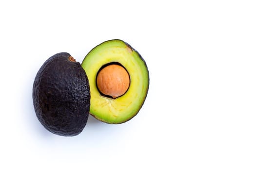 Avocado on white background. Copy space