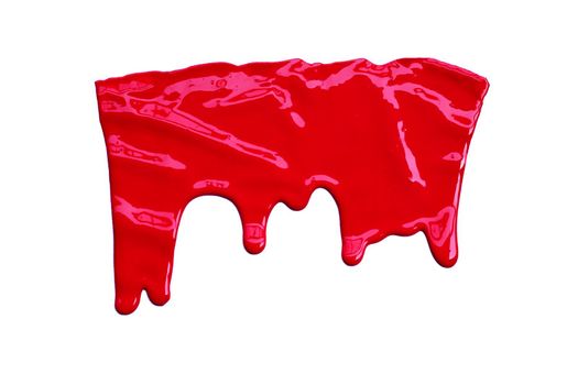 Paint red color dripping, Color cropping on white background 