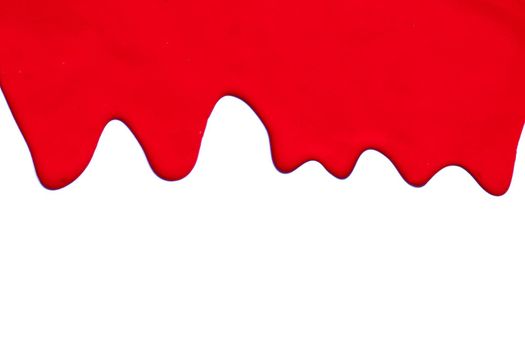 Paint red color dripping, Color cropping on white background 