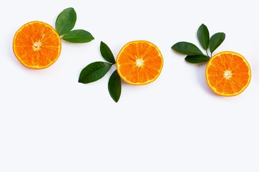 High vitamin C, Juicy and sweet. Fresh orange fruit on white background.