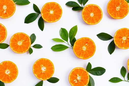 High vitamin C, Juicy and sweet. Fresh orange fruit on white background.