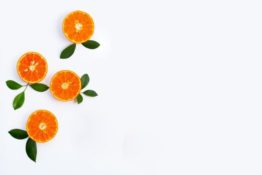 High vitamin C, Juicy and sweet. Fresh orange fruit on white background.