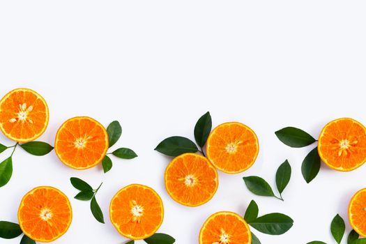 High vitamin C, Juicy and sweet. Fresh orange fruit on white background.