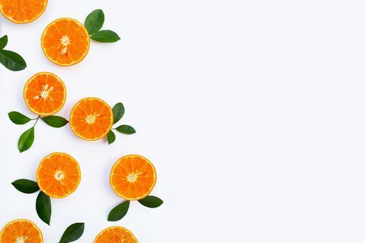High vitamin C, Juicy and sweet. Fresh orange fruit on white background.