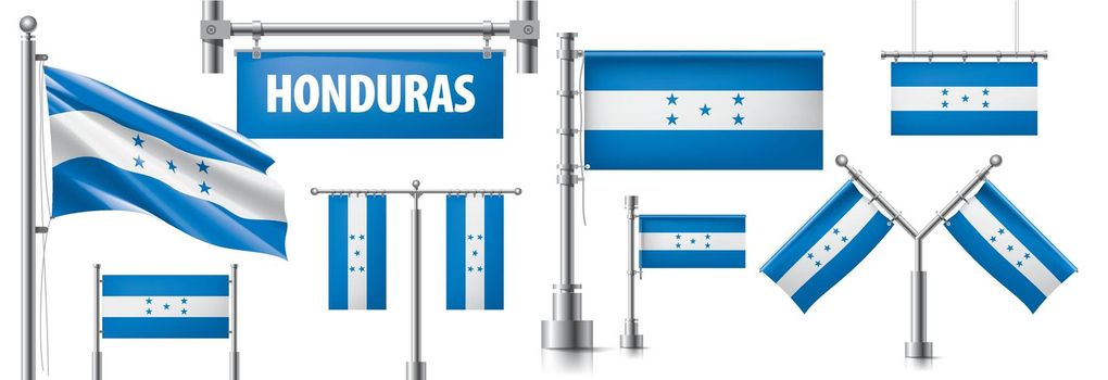 Vector set of the national flag of Honduras in various creative designs.