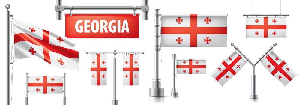 Vector set of the national flag of Georgia in various creative designs.