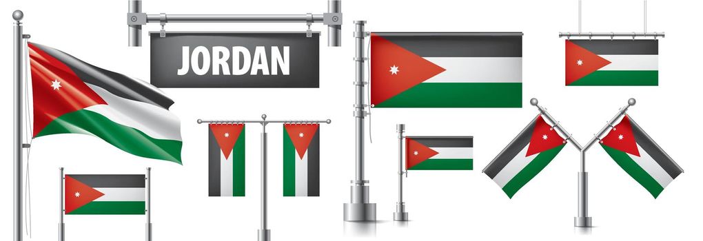 Vector set of the national flag of Jordan in various creative designs.