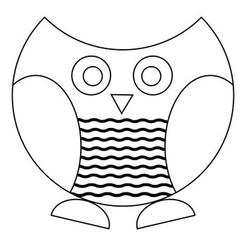 Black And White Owl. Isolated Illustration On White Background. Owl For Kid Coloring Book, Coloring Page, Design, Holiday And Birthday Card.