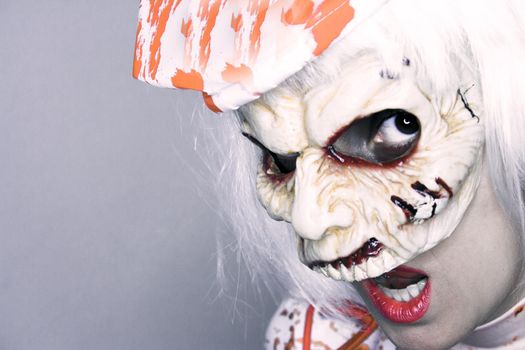 Woman dressed as a killer nurse for Halloween night