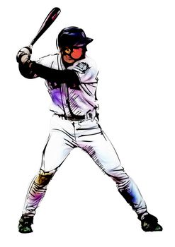 baseball player illustration on white backgraound