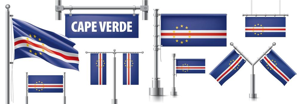 Vector set of the national flag of Cape Verde in various creative designs.