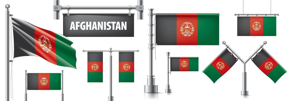 Vector set of the national flag of Afghanistan in various creative designs.