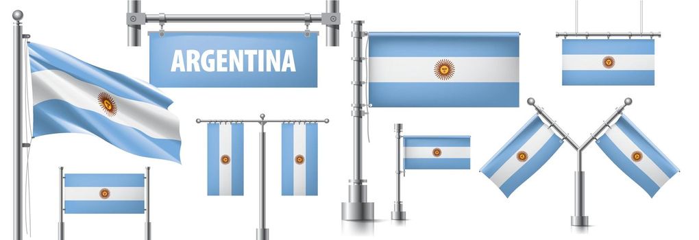 Vector set of the national flag of Argentina in various creative designs.