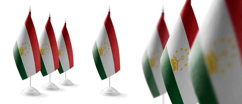 Set of Tajikistan national flags on a white background.