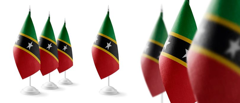 Set of Saint Kitts and Nevis national flags on a white background.