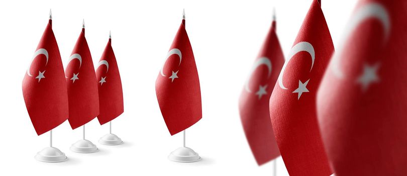 Set of Turkey national flags on a white background.