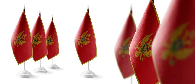 Set of Montenegro national flags on a white background.