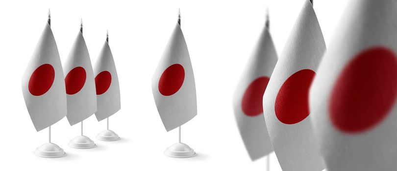 Set of Japan national flags on a white background.