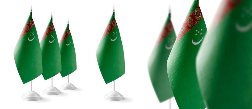 Set of Turkmenistan national flags on a white background.