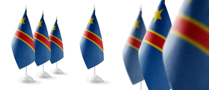 Set of Democratic Republic of the Congo national flags on a white background.