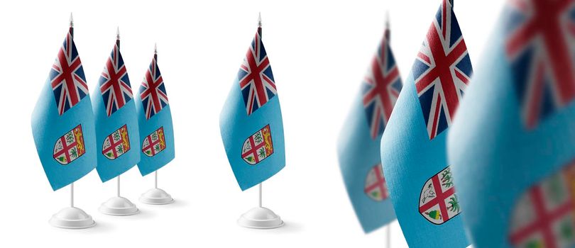 Set of Fiji national flags on a white background.