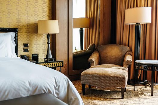 Interior of a Luxury Bedroom in Five star hotel room