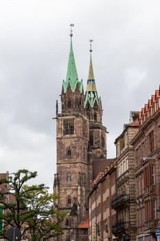St. Lorenz church (in german Lorenzkirche) in Nuremberg, Bavaria, Germany  in autunm