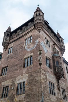 Historic tower of restaurant Nassauer Keller in Nuremberg, Bavaria, Germany  in autunm