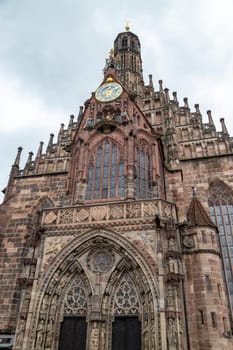 Front view at the Frauenkirche (woman church) in Nuremberg, Bavaria, Germany  in autunm
